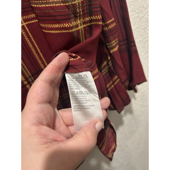 Susan Graver Blouse Top Size 22W Red Black Plaid Long Flutter Sleeves Business - Picture 7 of 7